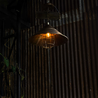Copper Drop industrial hanging pendant light made from reclaimed ship metal, view 2