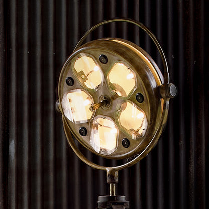 Dreadnought industrial standing floor lamp made from salvaged ship parts, view 2
