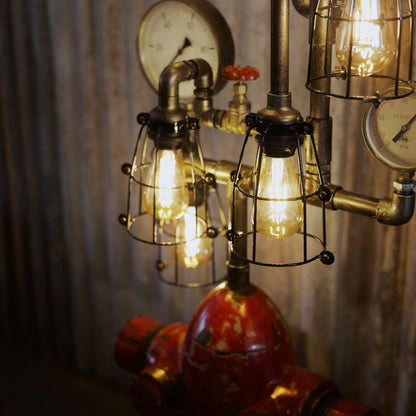 Hydrant industrial standing floor lamp made from salvaged ship parts, view 3