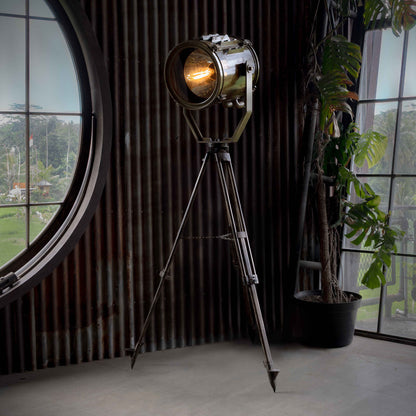 Specter industrial standing floor lamp made from salvaged ship parts