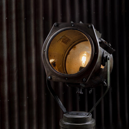Outpost industrial standing floor lamp made from salvaged ship parts, view 2