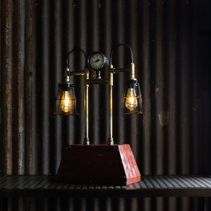 Nightrider industrial table lamp handmade from reclaimed ship pipes